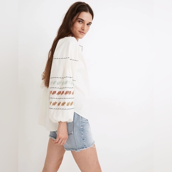 Nwot Madewell Embroidered-Sleeve
Popover Top - Picture 3 of 8
